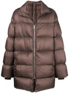 Rick Owens Zipped Padded Coat - Brown