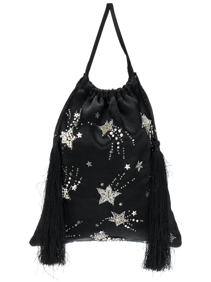 Attico Sequin Star Tassel Pouch - Black