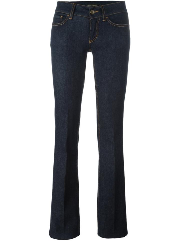 Dolce & Gabbana Flared Jeans, Women's, Size: 42, Blue, Cotton/polyester/spandex/elastane/calf Leather