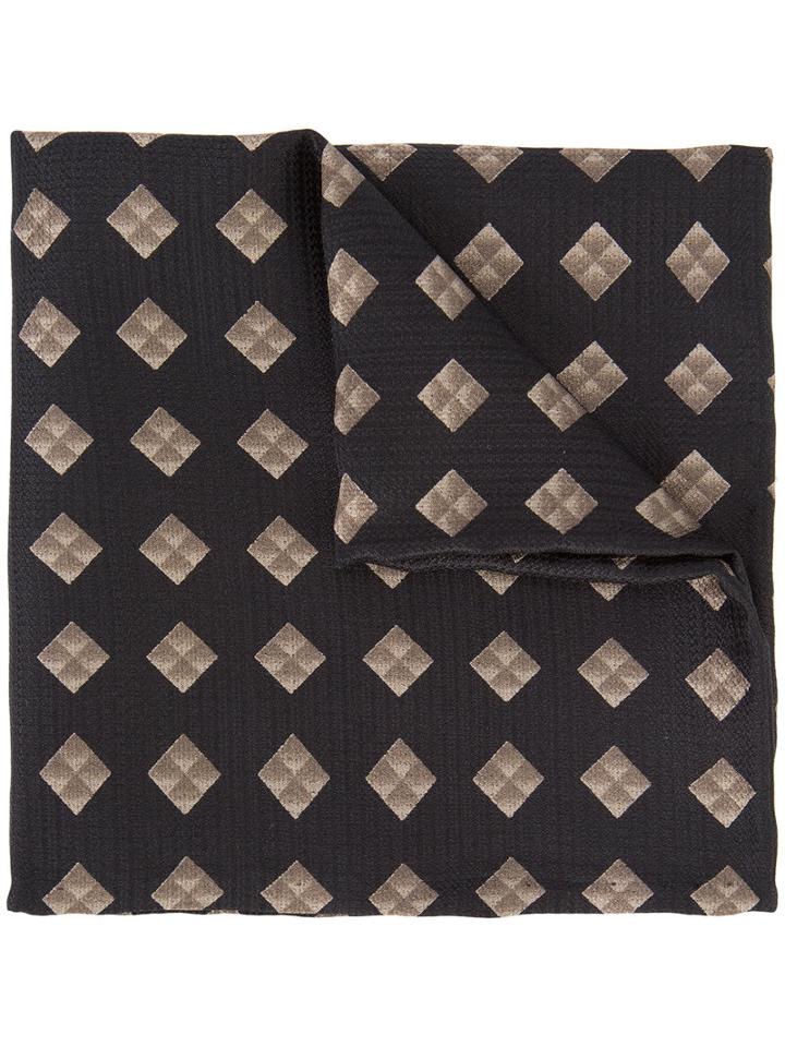 Simeone Napoli Geometric Print Scarf, Men's, Black, Silk
