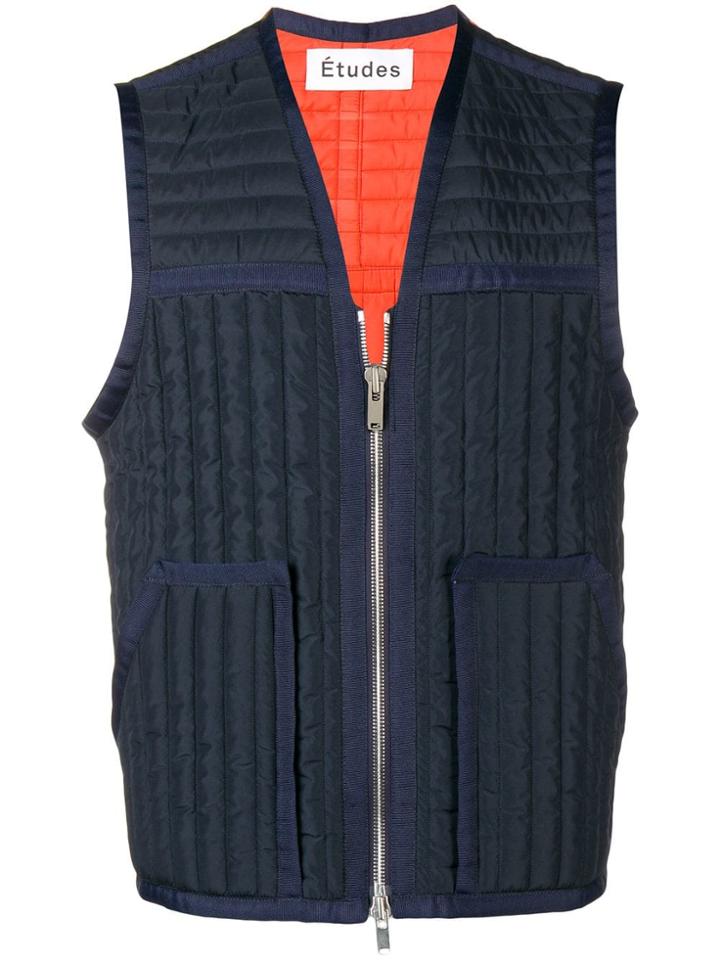 Études Grid Quilted Waistcoat - Blue