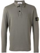 Stone Island - Long Sleeve Polo Shirt - Men - Cotton/linen/flax - Xl, Grey, Cotton/linen/flax