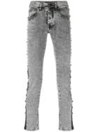Frankie Morello Studded Stripe Skinny Jeans - Black