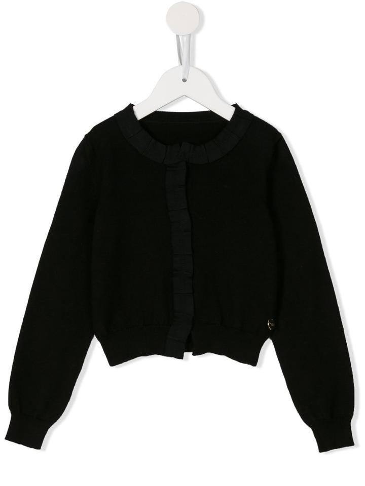Lanvin Petite Ruched Trim Cardigan, Toddler Girl's, Size: 4 Yrs, Black
