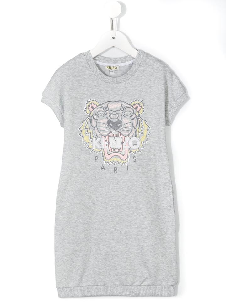 Kenzo Kids Logo Print T-shirt Dress, Toddler Girl's, Size: 5 Yrs, Grey