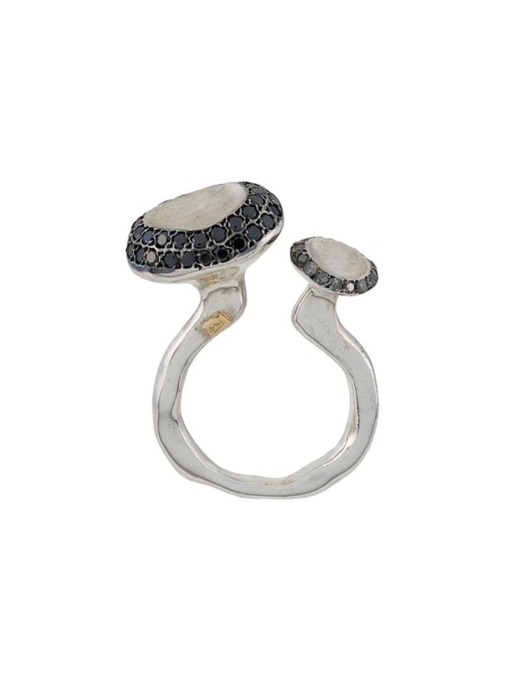 Rosa Maria Double Stone Open Ring - Metallic