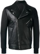Neil Barrett Bi-material Biker Jacket, Men's, Size: Small, Black, Lamb Skin/polyimide/acetate/cotton