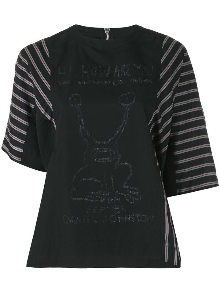 Sacai Inside Out Effect Frog Print T-shirt, Women's, Size: 2, Black, Polyester/cotton/cupro