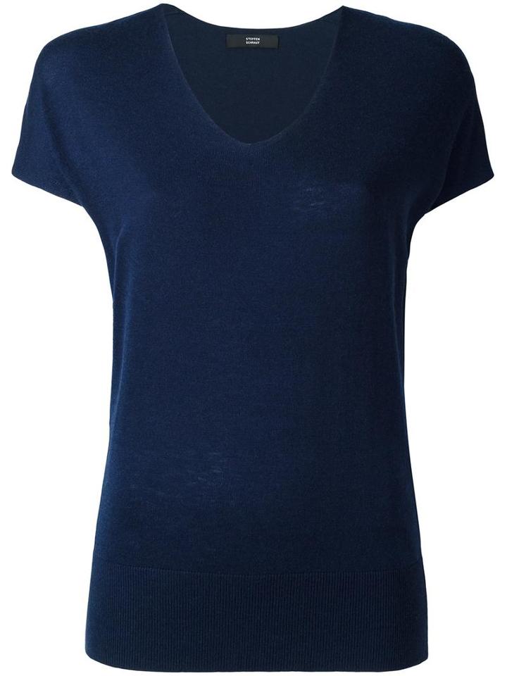 Steffen Schraut Knit T-shirt, Women's, Size: 38, Blue, Viscose/polyamide/polyester/cashmere