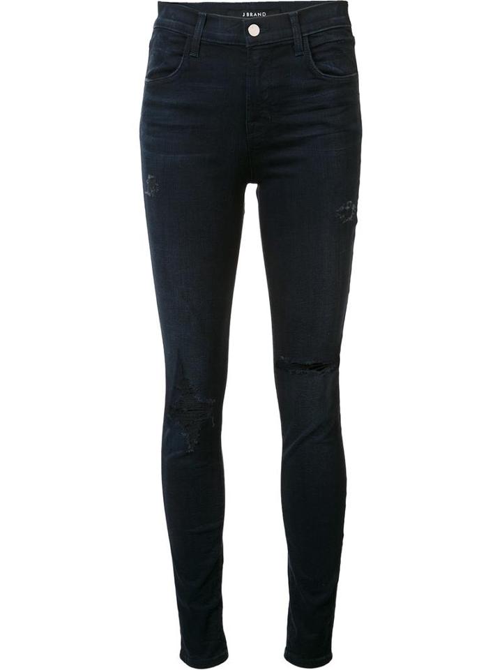J Brand Destroyed Skinny Jeans, Women's, Size: 26, Blue, Cotton/polyurethane/spandex/elastane