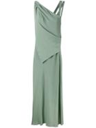 Erika Cavallini - One Shoulder Maxi Dress - Women - Silk/acetate - 42, Green, Silk/acetate