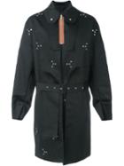 Raf Simons Contrasting Zipper Belted Coat, Men's, Size: 48, Black, Cotton