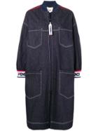 Fendi Zipped Logo Denim Coat - Blue