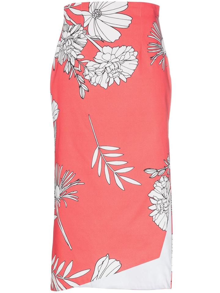 Silvia Tcherassi Gimme Floral Slit Midi Skirt - Red