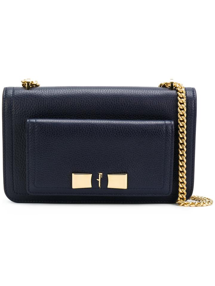 Salvatore Ferragamo - Vara Clutch Bag - Women - Leather - One Size, Blue, Leather