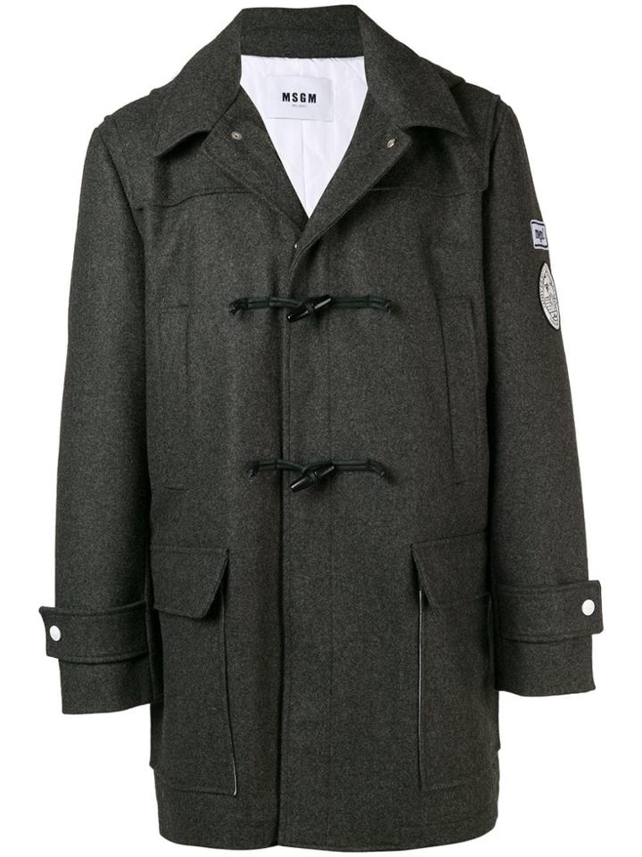 Msgm University Patch Toggle Coat - Grey