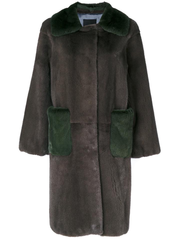 Liska Oversized Two-tone Coat - Grey