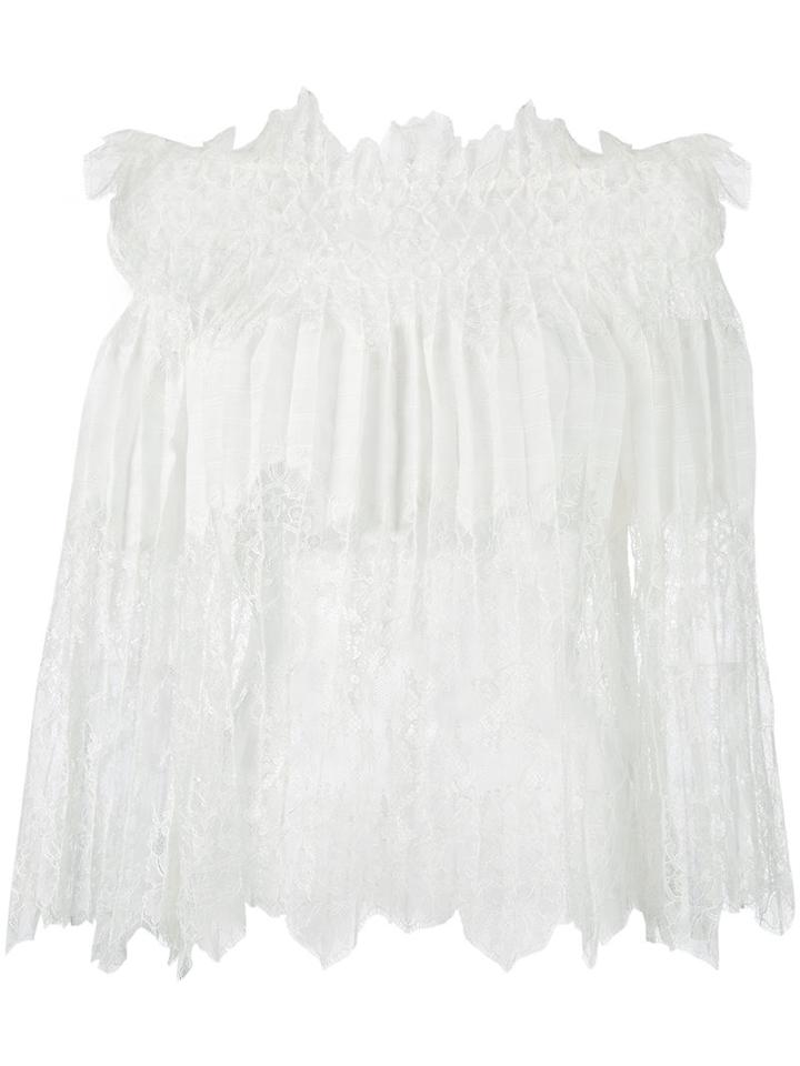 Ermanno Scervino - Off-shoulders Lace Blouse - Women - Polyamide/ramie - 42, Women's, White, Polyamide/ramie