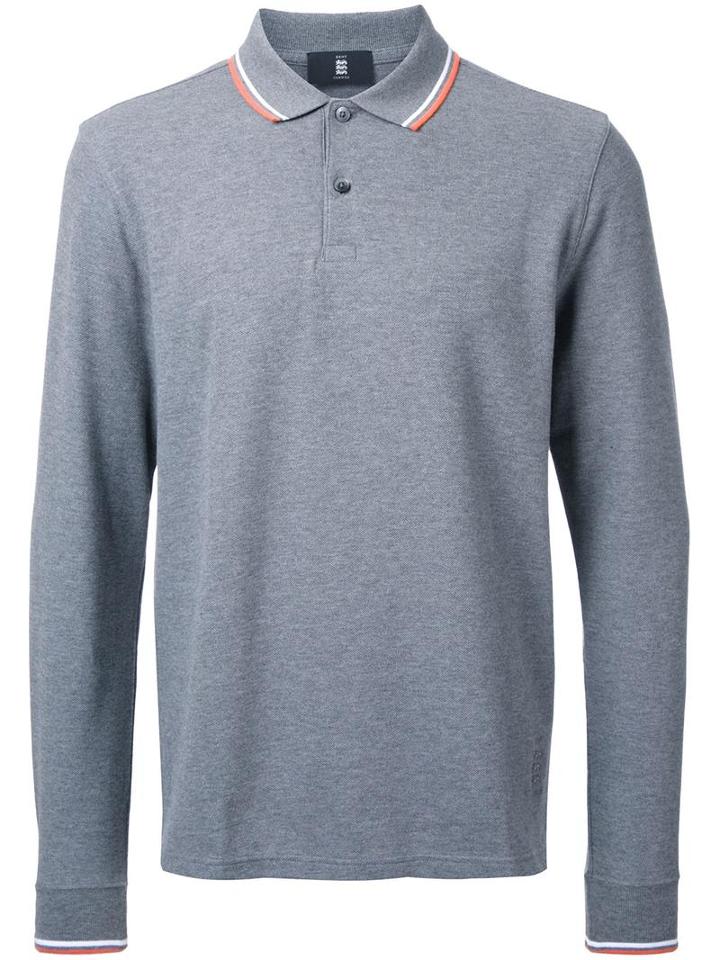 Kent & Curwen Striped Collar Polo Shirt, Men's, Size: Medium, Grey, Cotton