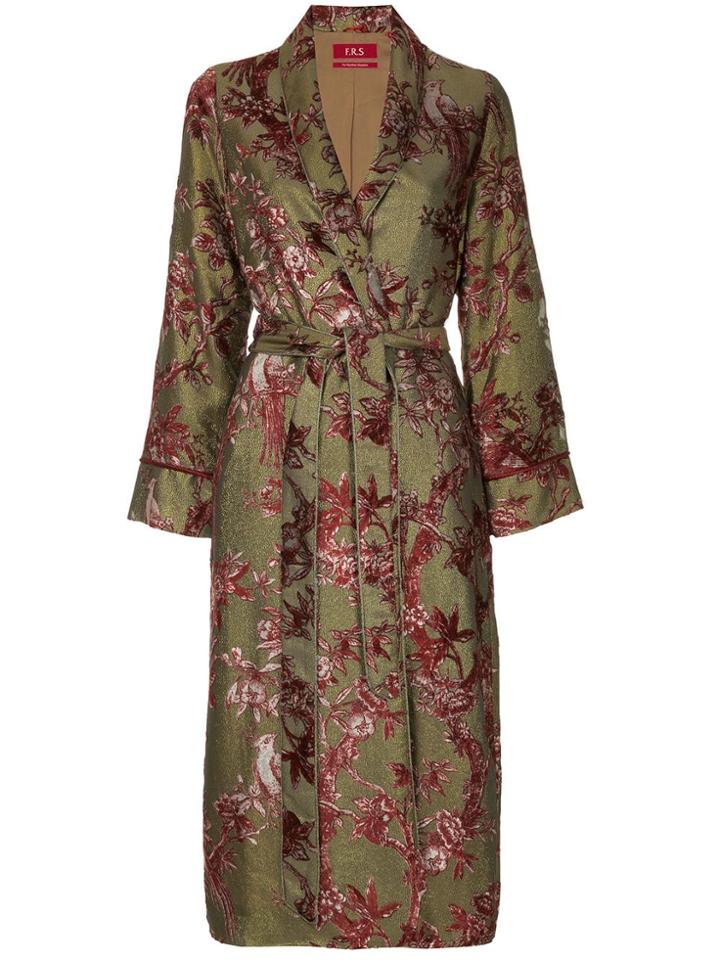 F.r.s For Restless Sleepers Floral Embroidered Robe Coat - Gold