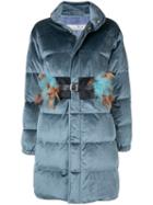 Tu Es Mon Trésor Feather Belt Velours Down Coat - Blue