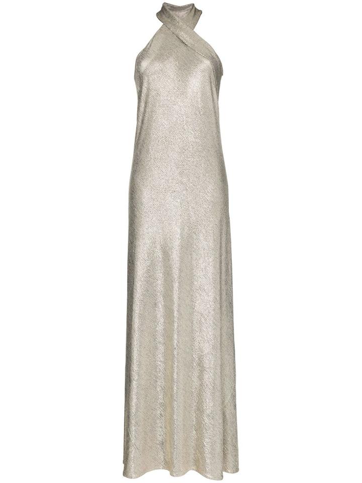 Galvan Pandora Halterneck Maxi Dress - Metallic