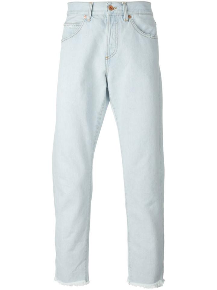 Off-white Stripe Detail Straight Leg Jeans, Men's, Size: 33, Blue, Cotton