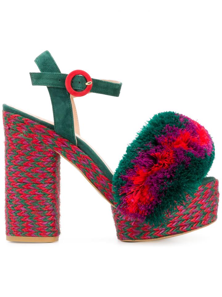 Castañer Fur Detail Platform Sandals - Multicolour