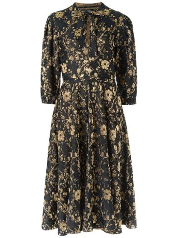 Gig - Floral Knit Midi Dress - Women - Polyester/viscose - Pp, Grey, Polyester/viscose