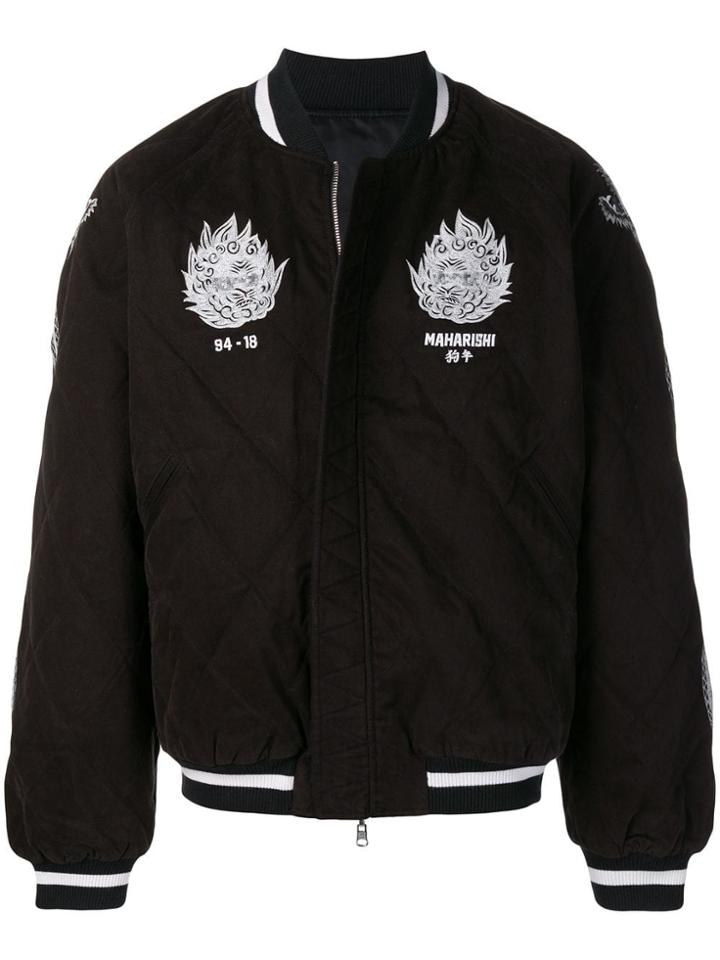 Maharishi Logo Quilted Bomber Jacket - Black