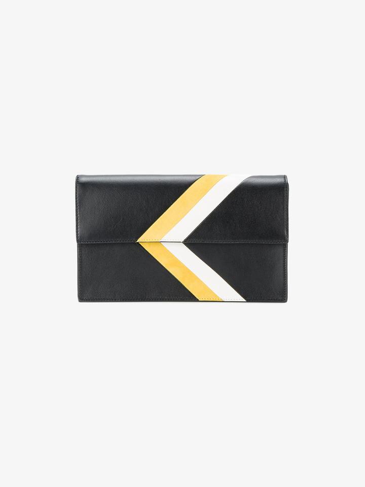 Tomasini Arrow Stripe Clutch, Women's, Black, Leather