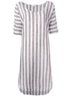 Xacus - Striped Dress - Women - Linen/flax - 46, White, Linen/flax