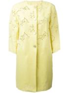 Ermanno Scervino Crochet Detail Coat, Women's, Size: 40, Yellow/orange, Linen/flax/polyamide
