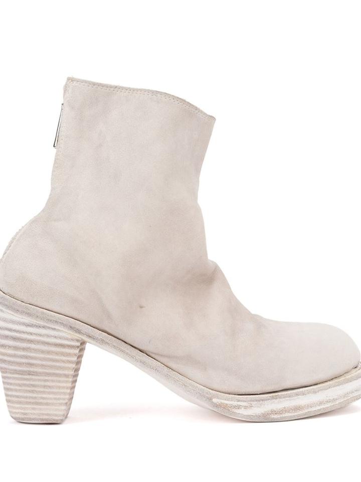 Guidi Back Zip Ankle Boots, Women's, Size: 36, White, Calf Leather