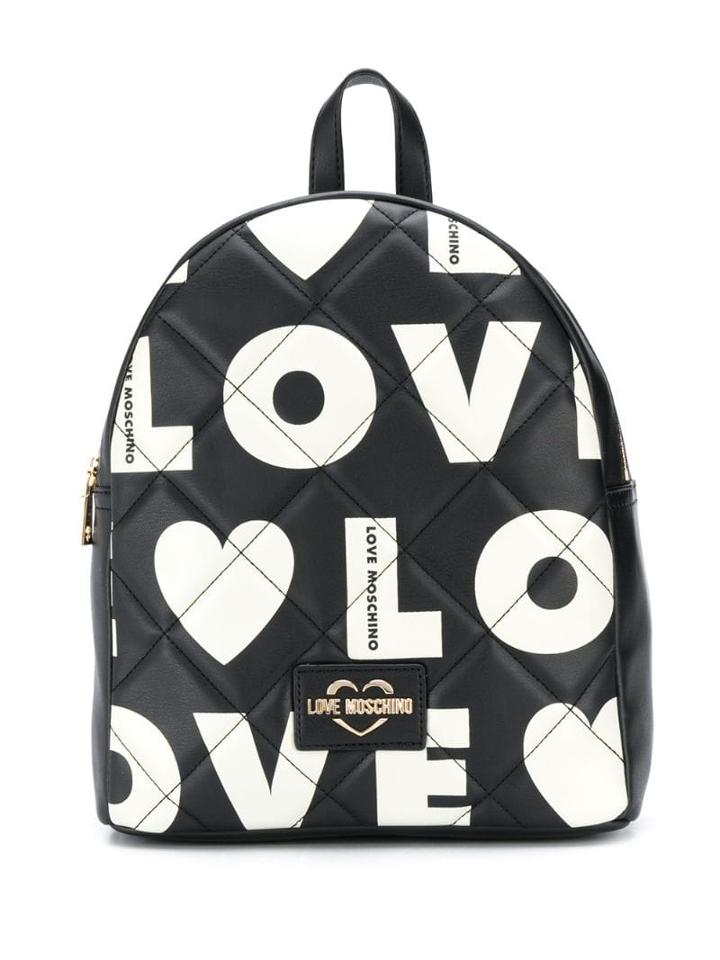 Love Moschino Quilted-effect Logo Print Backpack - Black