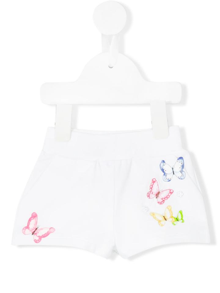 Monnalisa - Butterfly Embroidered Shorts - Kids - Cotton/spandex/elastane - 18 Mth, White
