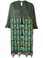 Antonio Marras - Leaves Motif Midi Coat - Women - Silk/cotton/spandex/elastane - 44, Women's, Green, Silk/cotton/spandex/elastane