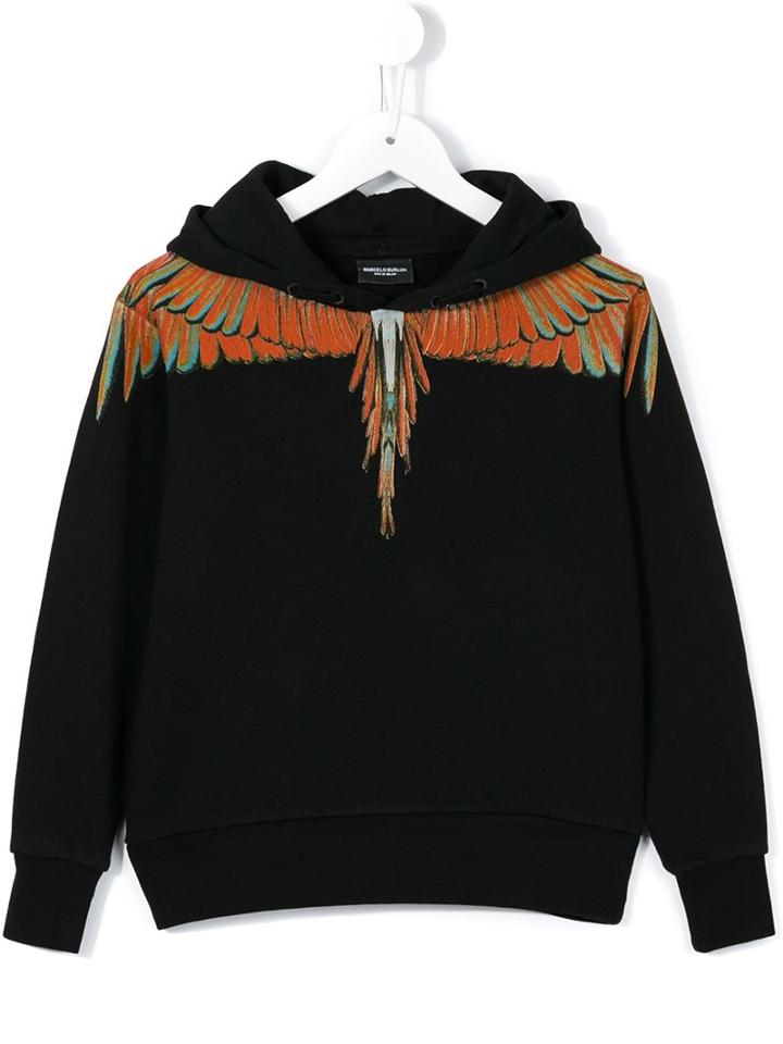 Marcelo Burlon County Of Milan Kids Wing Print Hoodie, Boy's, Size: 6 Yrs, Black