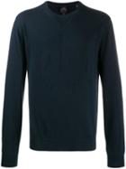 Armani Exchange Tonal Embroidered Logo Sweater - Blue