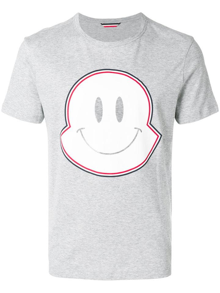 Moncler Smiley Face Maxi Logo T-shirt - Grey