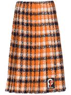 Prada Pleated Tweed Skirt - Orange