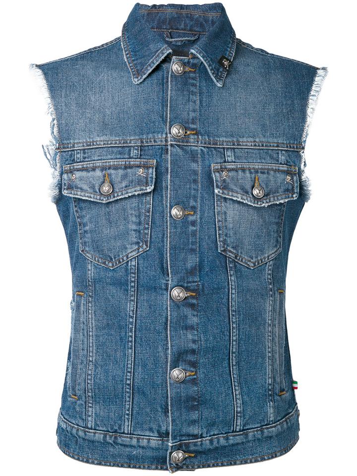 Philipp Plein - Denim Vest - Men - Cotton/polyester - M, Blue, Cotton/polyester