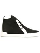 Giuseppe Zanotti Design Two Tone Hi-top Sneakers, Men's, Size: 44, Black, Calf Leather/leather/rubber