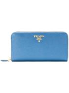Prada Zipped Continental Purse - Blue