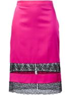 Givenchy Lace Inset Skirt, Women's, Size: 38, Pink/purple, Silk/acetate/viscose