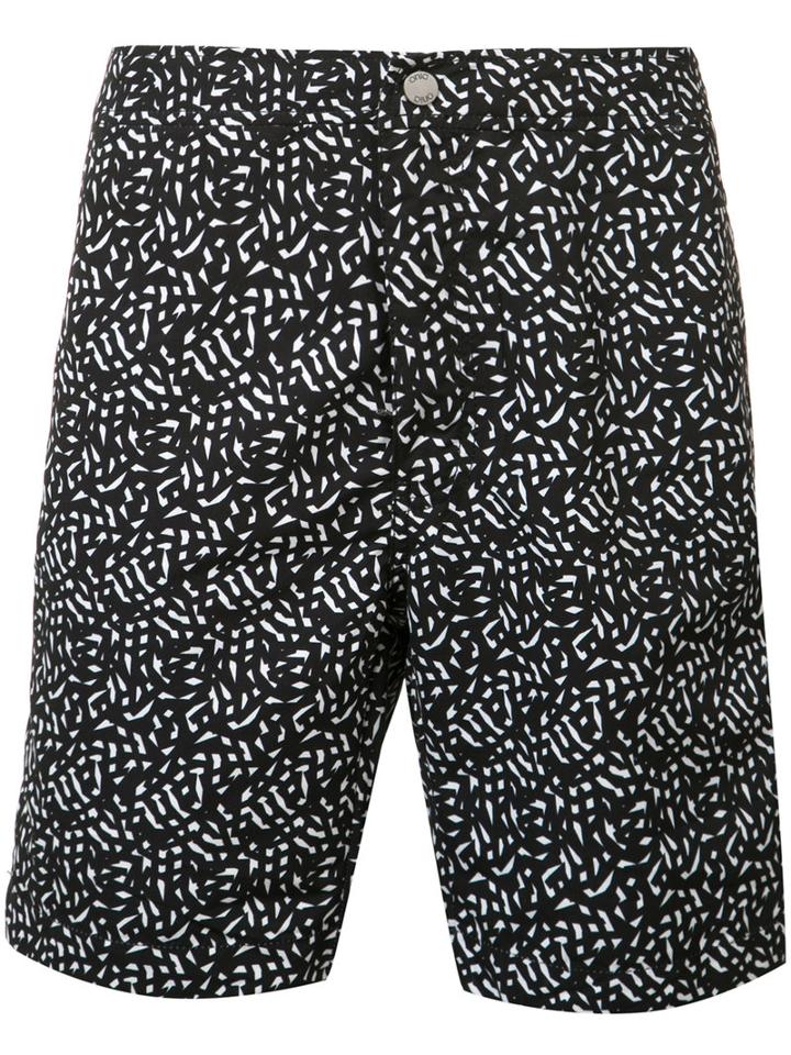 Onia Calder Patterned Trunks, Men's, Size: 30, Black, Polyester