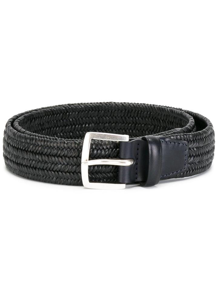 Orciani Woven Buckle Belt, Men's, Size: 100, Blue, Calf Leather