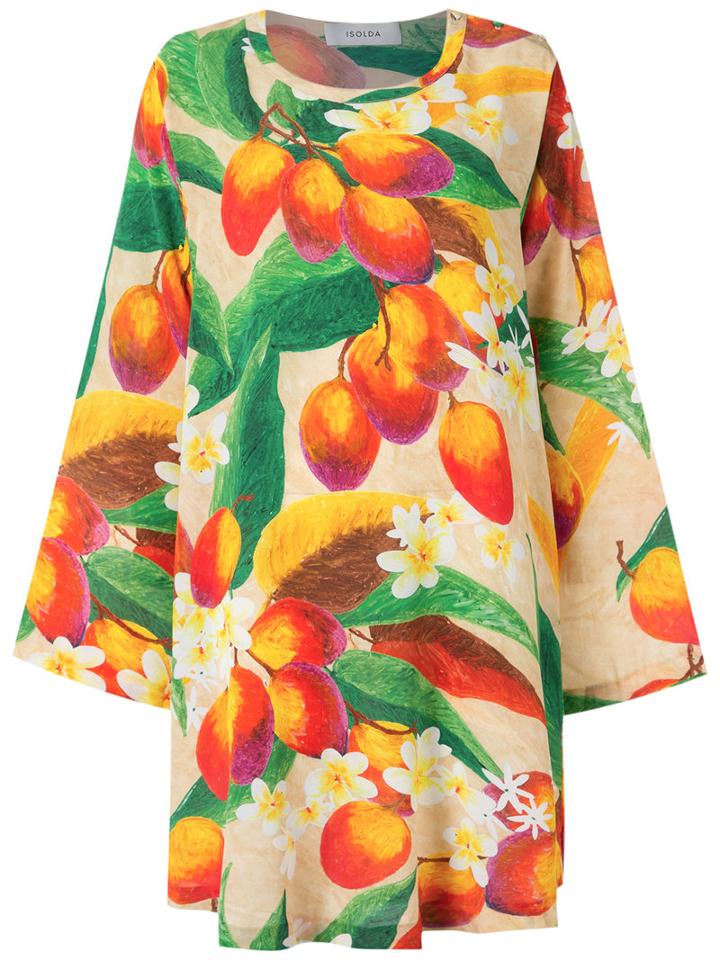 Isolda - Mango And Floral Pirnt Dress - Women - Silk - 42, Yellow/orange, Silk