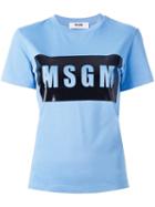 Msgm Logo Print T-shirt, Women's, Size: Small, Blue, Cotton