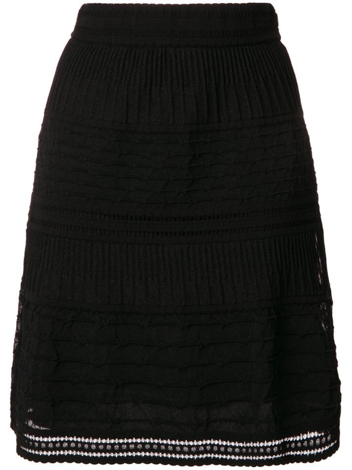 M Missoni Layered Open Embroidery A-line Skirt - Black